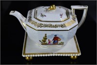 Antique Spode Porcelain TeaPot w/ Stand