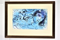 Marc Chagall "The Flute Player" Color Lithograph