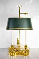 Bouillotte Lamp with Green Tole Shade