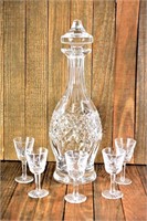 Waterford Crystal Decanter and Shot Glass Grouping