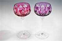 Pair of Bavarian Cut to Clear Brandy Glasses