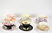 Shelley Porcelain Cup and Saucer Grouping