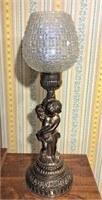 Brass tone lamp 5" wide x 17 1/4" tall