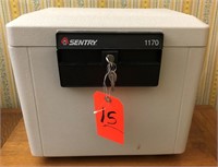 Sentry 1170 safe with key  15"w x 12" d x 14" t
