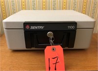 Sentry 1100 safe with key 14 1/2"w x 11" d x 6" t