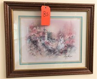 Framed Victorian scene 19" x 23 1/2 "