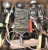 lot kitchen knives and tools