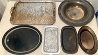 Metal & Silver Plate Trays & Bowl