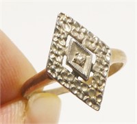 Two-Tone 10K Gold & Diamond Ring Sz 6 1.8g
