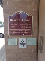 (2) Business Hours sign & Handicap Entrance sign