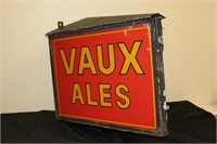 1940s Vaux Ales Beer Glass Faced Flange Sign-Works