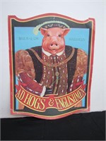 Vintage cardboard ad for "Hogs & Englishmen"