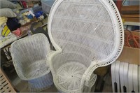 Wicker Chair & High Back Wicker Chair Used Cond