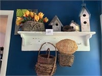 COUNTRY STYLE SHELF WITH CONTENTS AND BASKETS