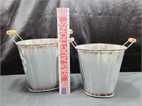 2 Tin Buckets Different Sizes