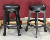 Pair of Nice Bonded Leather Swivel Top Barstools