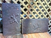 Antique Cast Iron Stove Doors, Cherub Motif