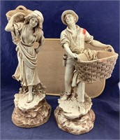 Tall Pr of Marwal Ind Inc Figurines With Baskets