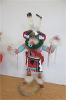 Kachina Wood Carved Doll 12" high By A Large