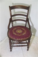 Antique Chair with Embroidered Seat