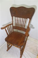 Ornate Back Wooden Rocking Chair Nice