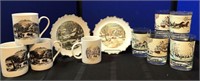 Currier & Ives Cups, Glasses & Collector Plates
