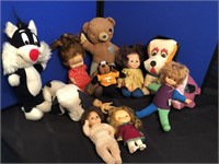 Collection of Vintage Stuffed Aniamls and Dolls