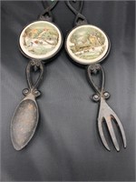 Vintage Cast Iron Currier & Ives Spoon & Fork