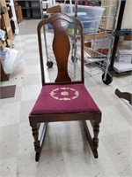 Vintage Rockling Chair w/Embroidered Seat