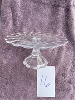 8" Pedestal Cake Stand - pressed glass