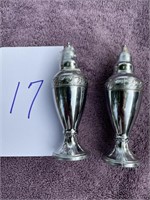 Silver plated salt and pepper shakers 4.5" tall