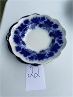 2 Flow Blue -  plate and bowl: Vindanna (Sweden)