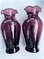2 Amethyst vases