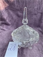 Vintage cut crystal compote candy dish steeple lid