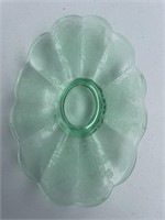 Green Vaseline Peacock and Flowers Platter (glows)