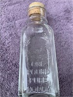 Glass honey jar with cork - one pound pure honey
