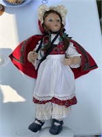 Porcelain Doll - dressed as Little Red Riding Hood