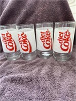4 Diet Coke Drinking Glasses