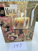 San Miguel Wrought Iron Pedestal Lamp with Candle