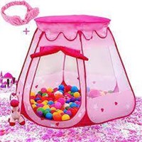 Kids Foldout Tent Pink with Red Stars