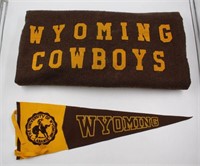 Antique University of Wyoming Pennant & Blanket