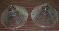 2 Large Antique Glass Shades