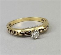 14k Gold 1/8 Diamond Vintage Engagement Ring 6 1/2