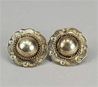 Vintage Mexico Sterling Silver Concho Earrings