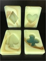 Vintage Green Alabaster Poker Theme Ashtrays