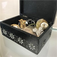 Small Enameled Box of Costume Jewelry