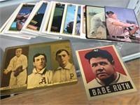 30+ Baseball cards Incl Babe Ruth reprint