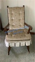 WOODEN AND UPHOLSTERED ROCKING CHAIR