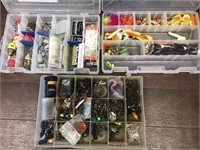 3 Boxes Jigs, Rubber, Hooks, Weights