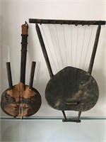 Pair Primitive Handmade String Instruments